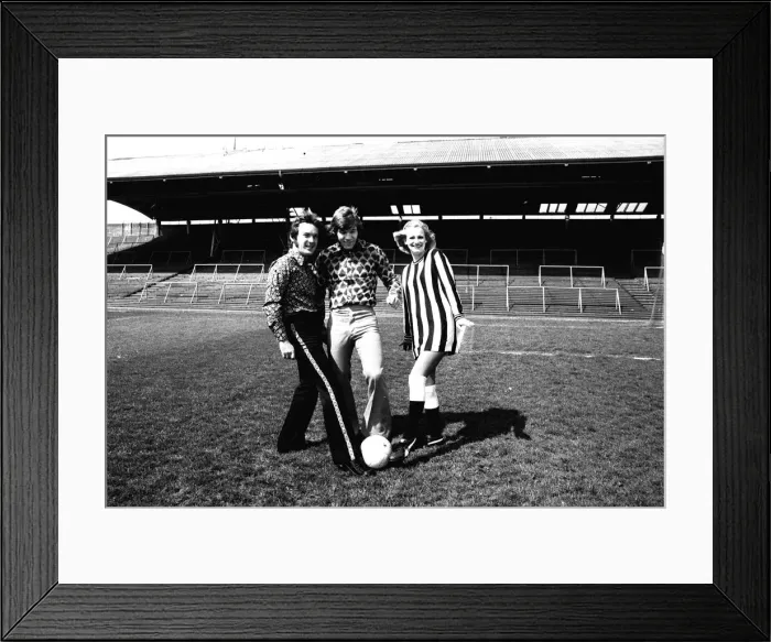 Framed Print : Footballer Malcolm MacDonald models clothes for sale from his new Newcastle Boutique Framed Print : Footballer Malcolm MacDonald models clothes for sale from his new Newcastle Boutique