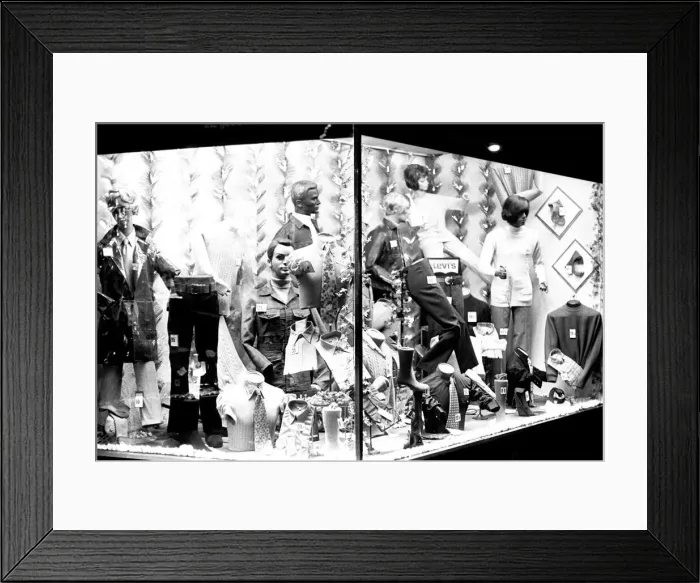 Framed Print : General pictures of Newcastle City Centre at night 8 December 1970 - Mannequins in a shop Framed Print : General pictures of Newcastle City Centre at night 8 December 1970 - Mannequins in a shop