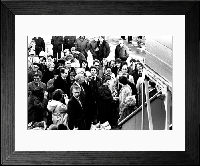Framed Print : Prime Minister Margaret Thatcher at the launch of the SD14 cargo ship United Effort Framed Print : Prime Minister Margaret Thatcher at the launch of the SD14 cargo ship United Effort
