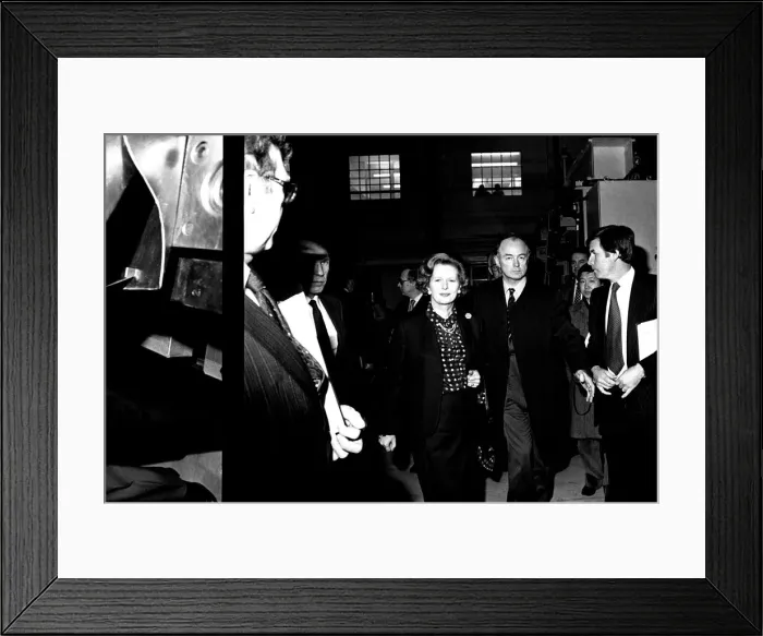 Framed Print : Margaret Thatcher visits the NEI Group at Gateshead in March 1982 to open their new