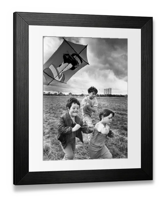Framed Print : Tyneside youngsters were flying their kites when the Children Framed Print : Tyneside youngsters were flying their kites when the Children