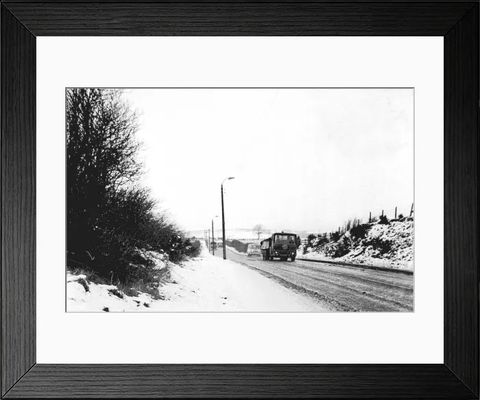 Framed Print : Winter Weather - Snow Scenes 28 March 1972 - A country road Framed Print : Winter Weather - Snow Scenes 28 March 1972 - A country road