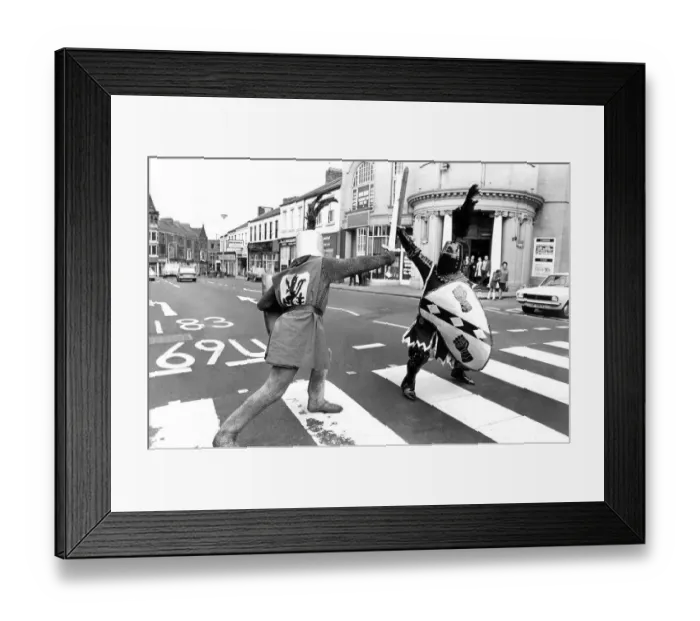 Framed Print : Max Diamond and Frank Hayden of the British Jousting Society in Sunderland for Framed Print : Max Diamond and Frank Hayden of the British Jousting Society in Sunderland for