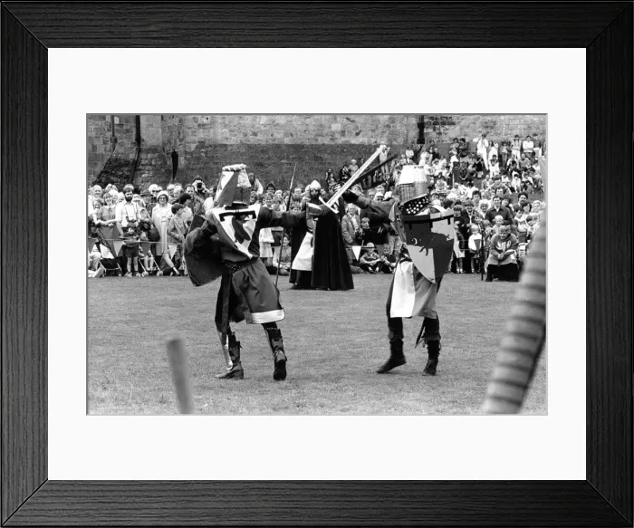 Framed Print : Knights jousting at Alnwick Castle in August 1985 Framed Print : Knights jousting at Alnwick Castle in August 1985