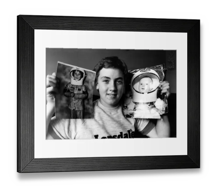 Framed Print : Neil Carlin from West Lothian Scotland who was born just as US astronaut Neil Armstrong