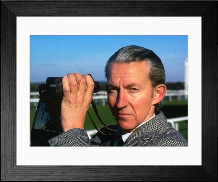 Framed Print : Julian Wilson with binoculars at race track November 1987 Framed Print : Julian Wilson with binoculars at race track November 1987