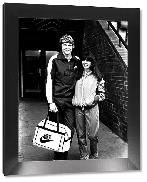 Athlete Steve Cram modelling some sports wear in March 1982
