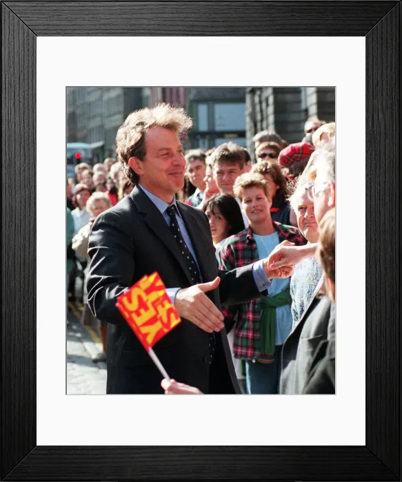 Framed Print : Tony Blair Mp Prime Minister September 1997 in Scotland during his Yes Yes Campaign Framed Print : Tony Blair Mp Prime Minister September 1997 in Scotland during his Yes Yes Campaign