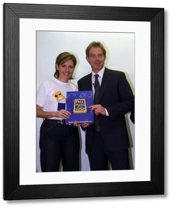 Framed Print : Carol Vorderman and Tony Blair launch Free Maths Stuff for Schools September 1999 Framed Print : Carol Vorderman and Tony Blair launch Free Maths Stuff for Schools September 1999