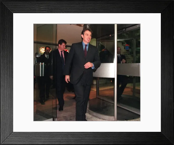 Framed Print : Tony Blair November 1998 leaving Daily Record building at Anderston Quay