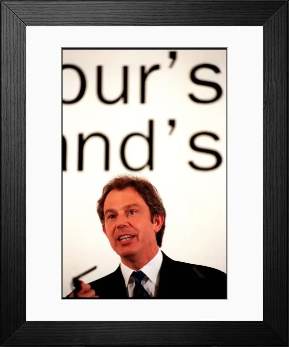 Framed Print : Tony Blair talks to Labours parliamentary constituents July 1998 at The Caledonian