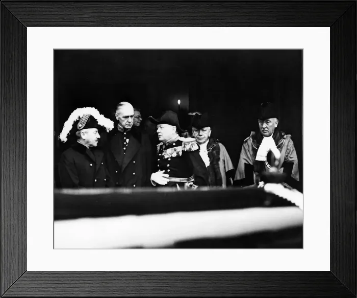 Framed Print : Winston Churchill leaving the Accession Council gathering at St James Palace during Framed Print : Winston Churchill leaving the Accession Council gathering at St James Palace during