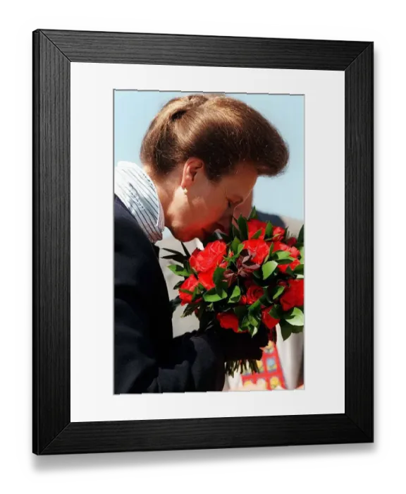 Framed Print : Princess Anne smells bouquet of flowers at opening of Gardening Festival Strathclyde Park