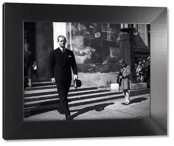 Prince Philip has photo taken by girl leaving a church May 1952