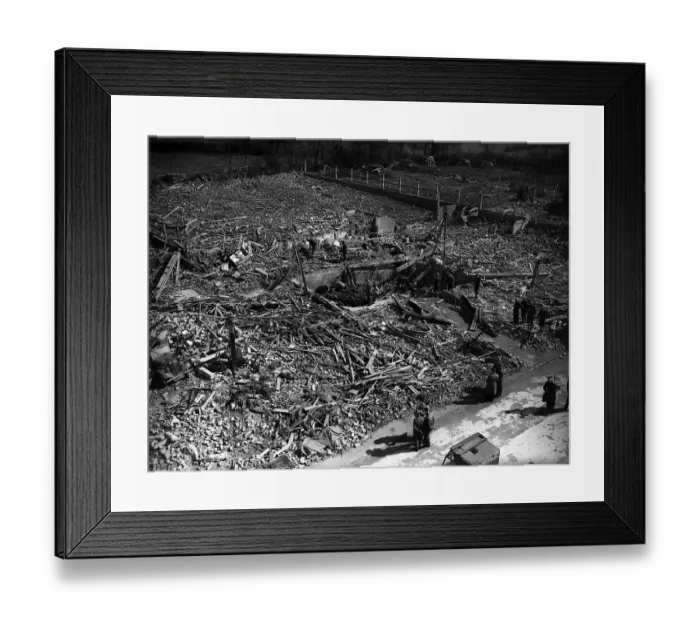 Framed Print : WW2 Bomb Damage at Chigwell - absolute destruction where buildings used to stand - Framed Print : WW2 Bomb Damage at Chigwell - absolute destruction where buildings used to stand -