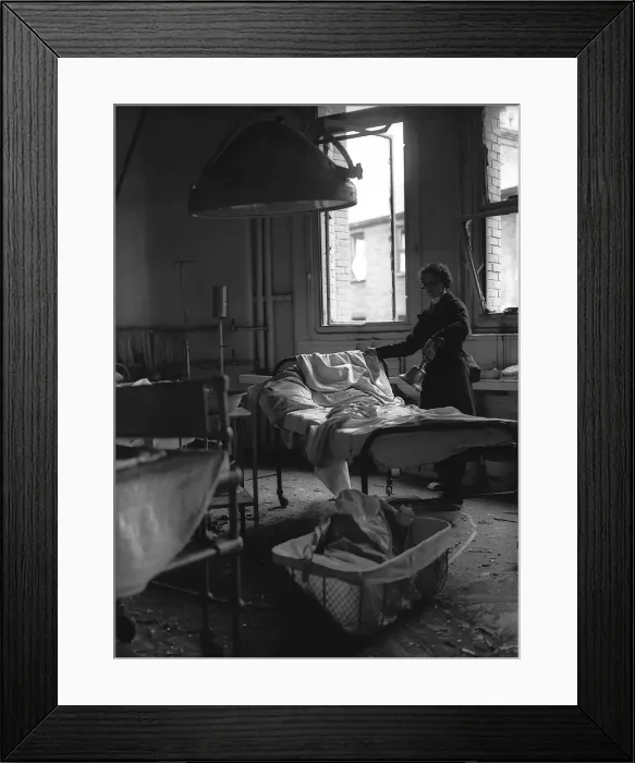 Framed Print : Hospital ward after being bomb damaged during WW2 Framed Print : Hospital ward after being bomb damaged during WW2