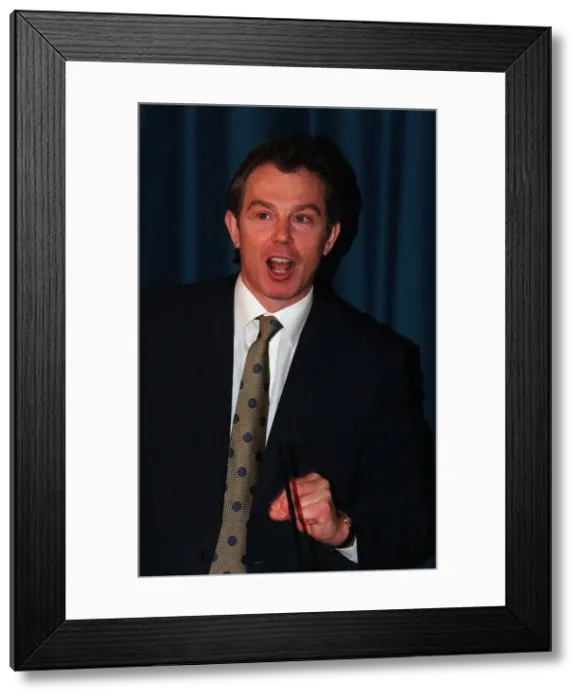 Framed Print : Tony Blair British Prime Minister March 1999, is photographed at the launch Excellence in Framed Print : Tony Blair British Prime Minister March 1999, is photographed at the launch Excellence in