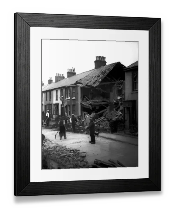 Framed Print : Bomb damage in Bridlington during WW2 Framed Print : Bomb damage in Bridlington during WW2