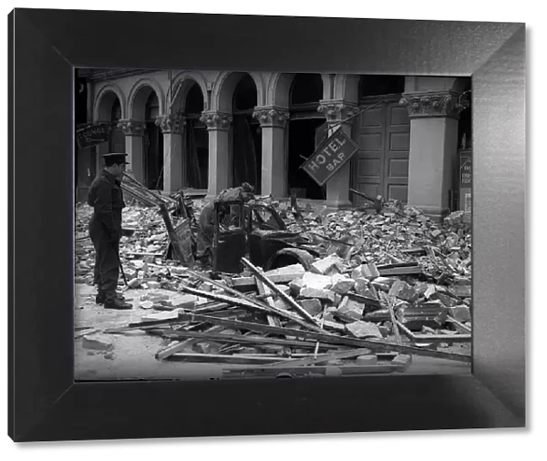 Bomb damage in Bristol during WW2 5th January 1941 A British Soldier