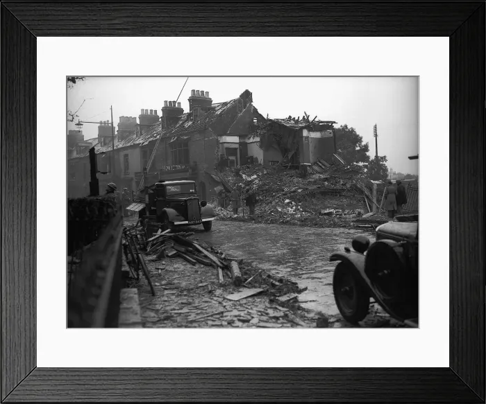 Framed Print : Bomb damage to building during WW2 Framed Print : Bomb damage to building during WW2