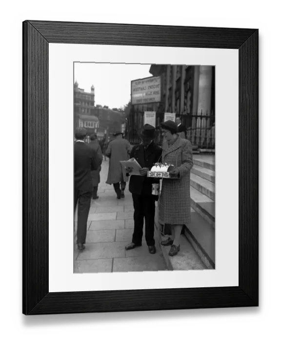 Framed Print : Flag Day charity collector during WW2 Framed Print : Flag Day charity collector during WW2