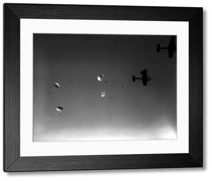 Framed Print : Parachuting during WW2 Circa 1942