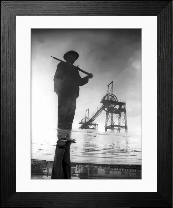 Framed Print : A member of the Home Guard stands guard over a British coalmine Framed Print : A member of the Home Guard stands guard over a British coalmine