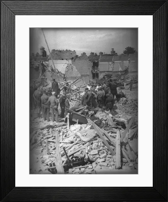 Framed Print : Bomb Damage after air raid damage Deptford WW2 wardens Framed Print : Bomb Damage after air raid damage Deptford WW2 wardens