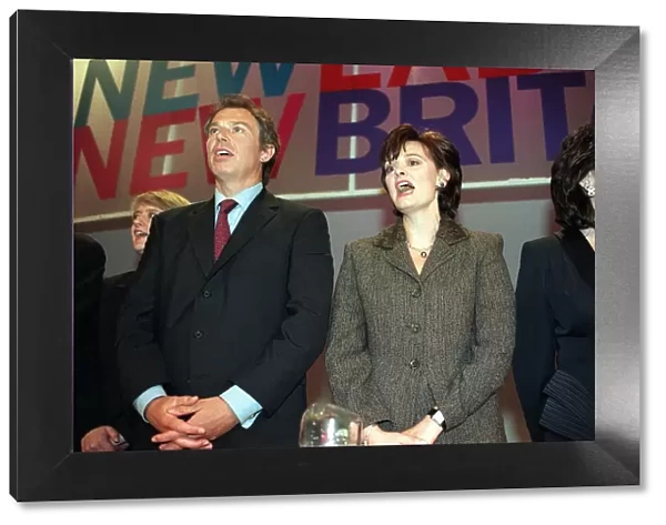 Labour Party Conference 1998 - Tony Blair leads the singing of the Red Flag at the end of