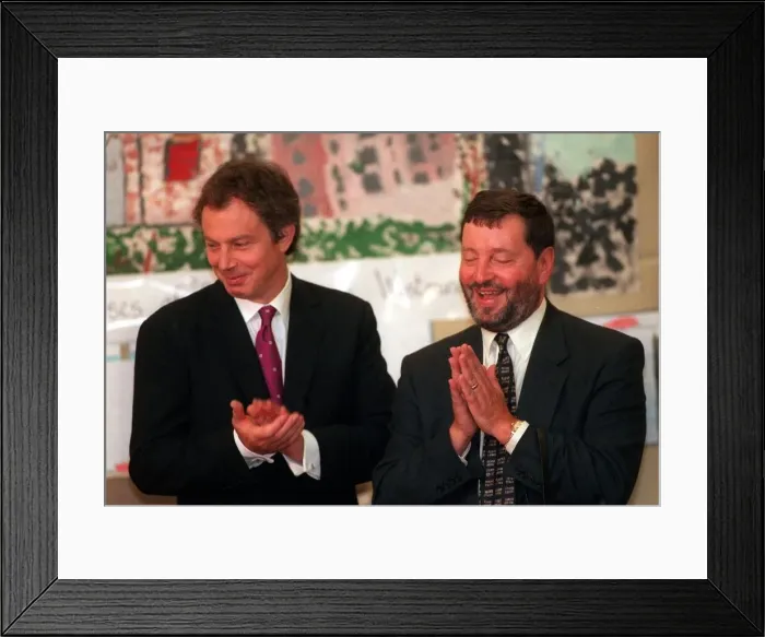 Framed Print : David Blunkett MP July 1998, looking pleased today having received 19 Billion Pounds for Framed Print : David Blunkett MP July 1998, looking pleased today having received 19 Billion Pounds for