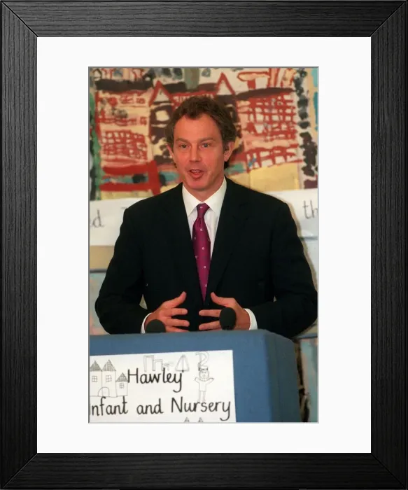 Framed Print : Tony Blair MP July 1998, at a school in Camden speaking after announcing a 19 billion Framed Print : Tony Blair MP July 1998, at a school in Camden speaking after announcing a 19 billion