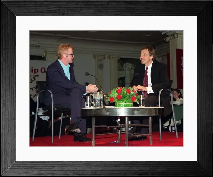 Framed Print : Tony Blair at the Grosvenor Hotel where he was meeting prospective members of the Labour