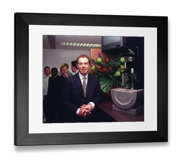 Framed Print : Tony Blair at Labour Party headquarters Millbank Tower standing in the reception before Framed Print : Tony Blair at Labour Party headquarters Millbank Tower standing in the reception before