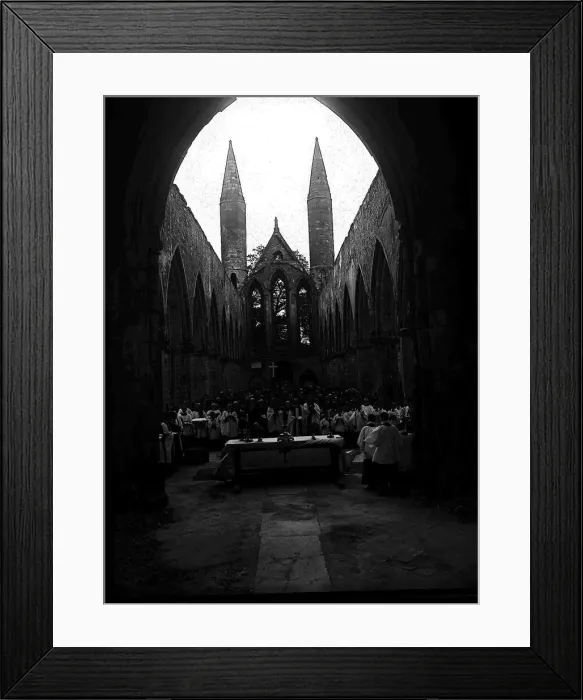 Framed Print : Church Service in bomb damaged Norwich Cathedral during WW2 Framed Print : Church Service in bomb damaged Norwich Cathedral during WW2