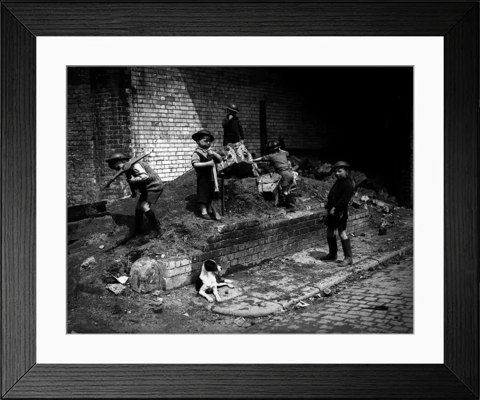 Framed Print : Children play as air raid wardens during WW2 Framed Print : Children play as air raid wardens during WW2