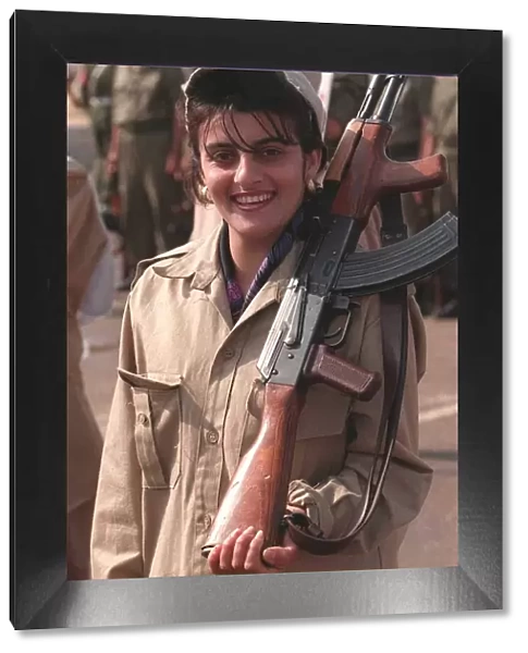 A woman in the Volunteer Reserve Army in Iraq May 1998 Female soldier in uniform