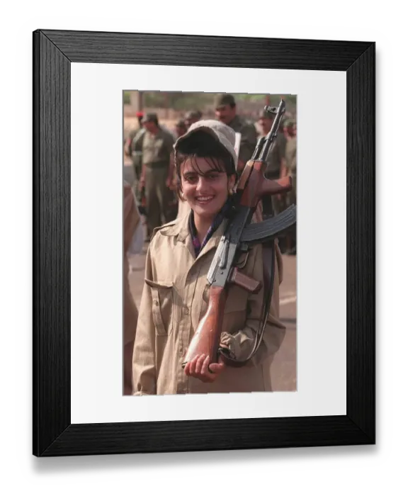 Framed Print : A woman in the Volunteer Reserve Army in Iraq May 1998 Female soldier in uniform