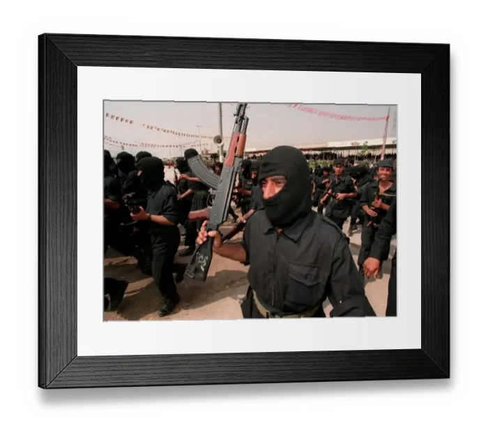 Framed Print : Volunteer Reserve Army Parade in Tikrit Iraq May 1998 The Men of the Suicide