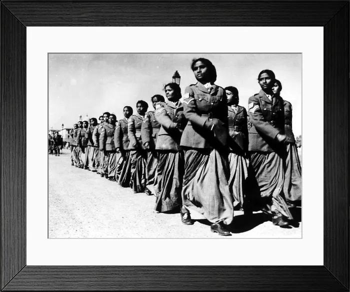 Framed Print : Womens auxiliary corps march past one of the army platoons