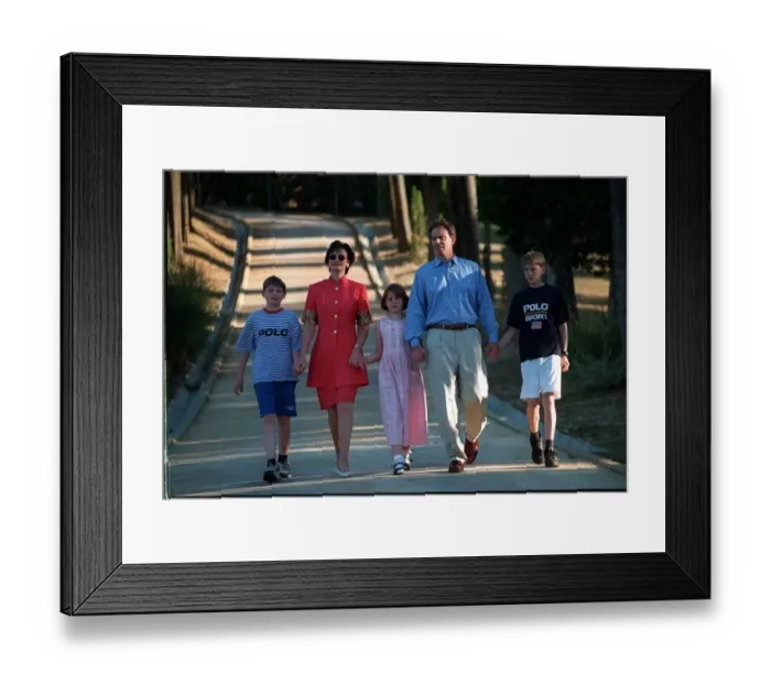 Framed Print : Tony Blair and wife Cherie and family on holiday Italy August 1997 where they are staying Framed Print : Tony Blair and wife Cherie and family on holiday Italy August 1997 where they are staying