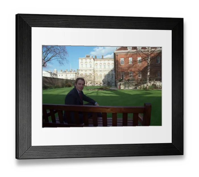 Framed Print : Tony Blair Prime Minister March 1998, in the grounds of 10 Downing Street sitting Framed Print : Tony Blair Prime Minister March 1998, in the grounds of 10 Downing Street sitting