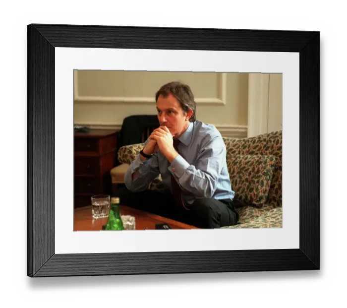 Framed Print : Tony Blair British prime minister is interviewed by Mirror editor Piers Morgan at 10