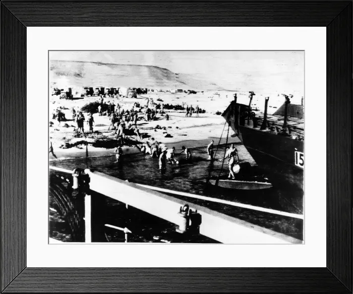 Framed Print : Royal Navy suppling water for the 8th Army in the desert A large ship in dock with Framed Print : Royal Navy suppling water for the 8th Army in the desert A large ship in dock with