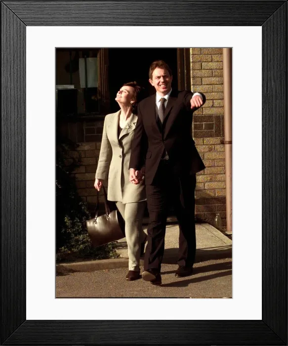 Framed Print : Tony Blair with his wife Cherie Blair during the General Election 1997