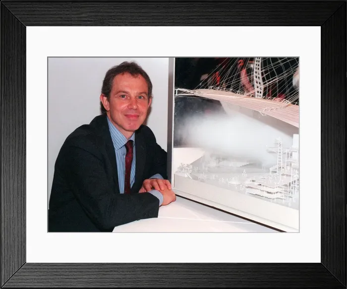 Framed Print : Tony Blair with model of the new Millennium Dome Feb 1998 in Greenwich Framed Print : Tony Blair with model of the new Millennium Dome Feb 1998 in Greenwich