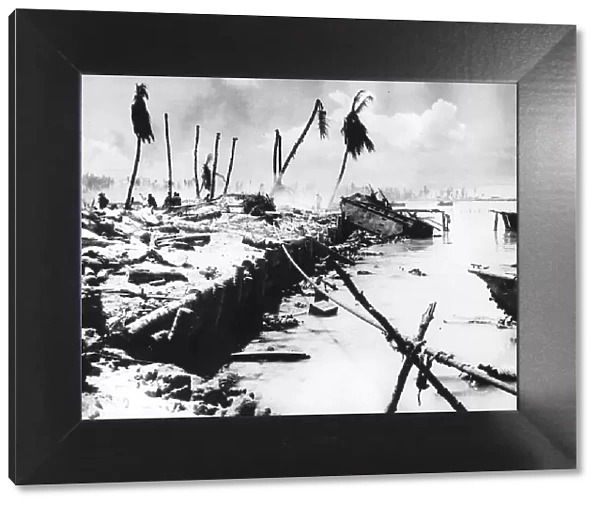 Lagoon after battle for Tarawa Island in the Pacific 1944