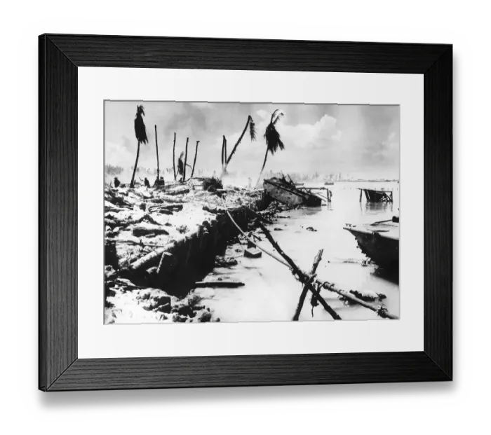 Framed Print : Lagoon after battle for Tarawa Island in the Pacific 1944 Framed Print : Lagoon after battle for Tarawa Island in the Pacific 1944