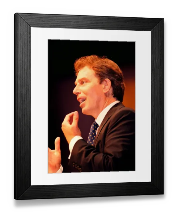 Framed Print : Tony Blair speaking at Labour Party Conference at Brighton. October 1997 Framed Print : Tony Blair speaking at Labour Party Conference at Brighton. October 1997