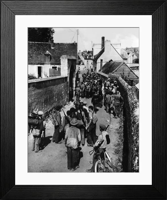 Framed Print : Maquis line up waiting for army at Chateaudun