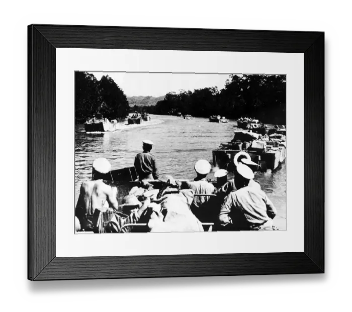 Framed Print : WW2 The first wave of assault craft go forward for the Arakan landing near Ru-Ywa South